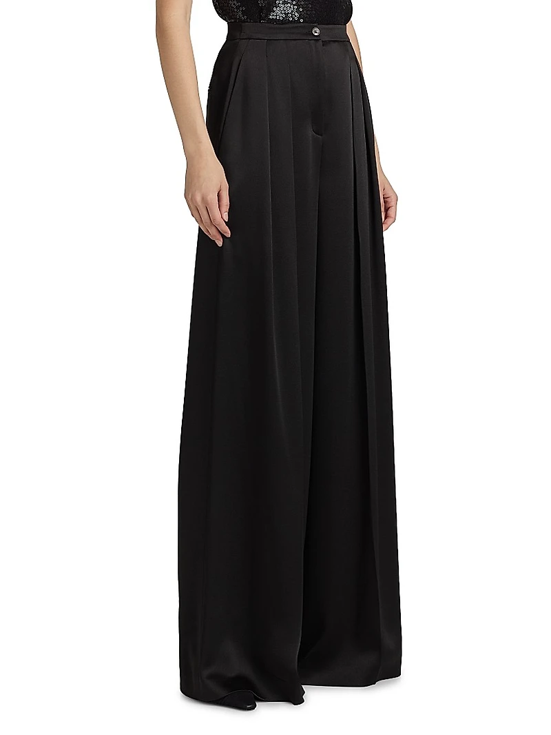 Hammered Satin High-Rise Palazzo Pants