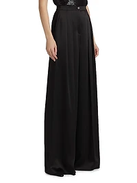 Hammered Satin High-Rise Palazzo Pants