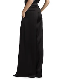 Hammered Satin High-Rise Palazzo Pants
