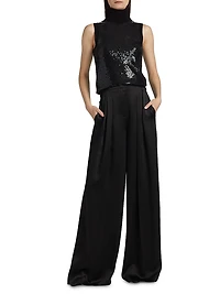 Hammered Satin High-Rise Palazzo Pants