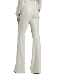 Sequined Mid-Rise Flared Pants