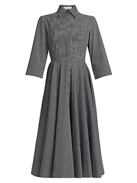 Striped Cotton-Blend Belted Midi-Shirtdress