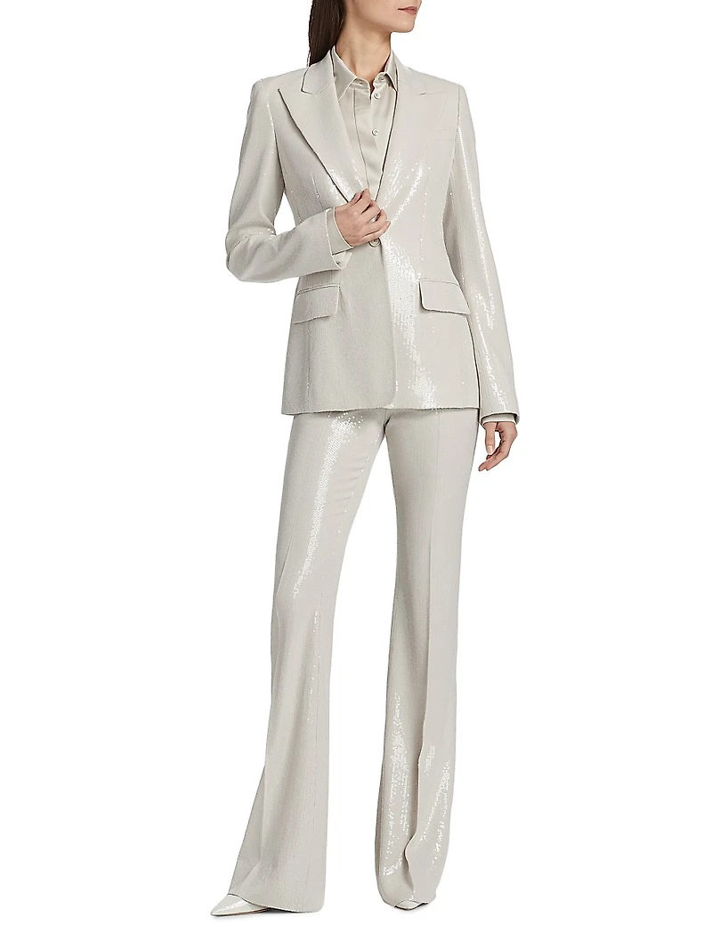 Georgina Sequined Single-Breasted Blazer