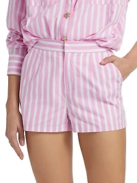 Theo Wide-Stripe Cotton Shorts