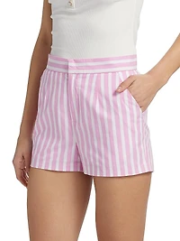 Theo Wide-Stripe Cotton Shorts