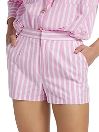 Theo Wide-Stripe Cotton Shorts