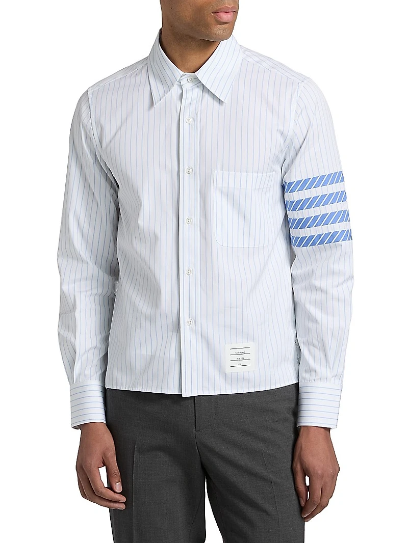 Pinstriped Poplin Straight-Fit Shirt