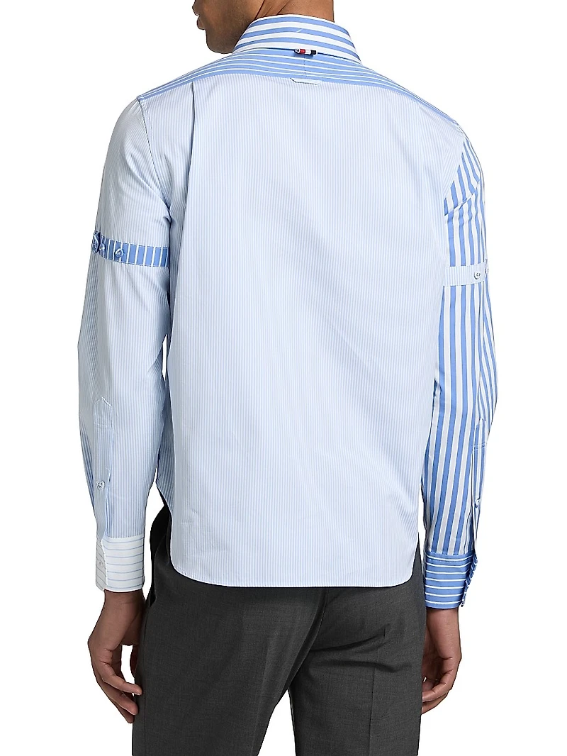 Multi-Pinstriped Poplin Zip Shirt