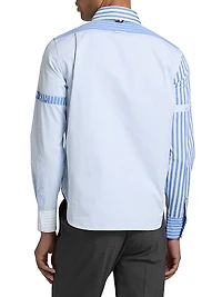 Multi-Pinstriped Poplin Zip Shirt