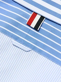 Multi-Pinstriped Poplin Zip Shirt