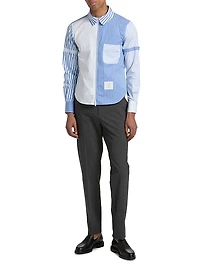 Multi-Pinstriped Poplin Zip Shirt