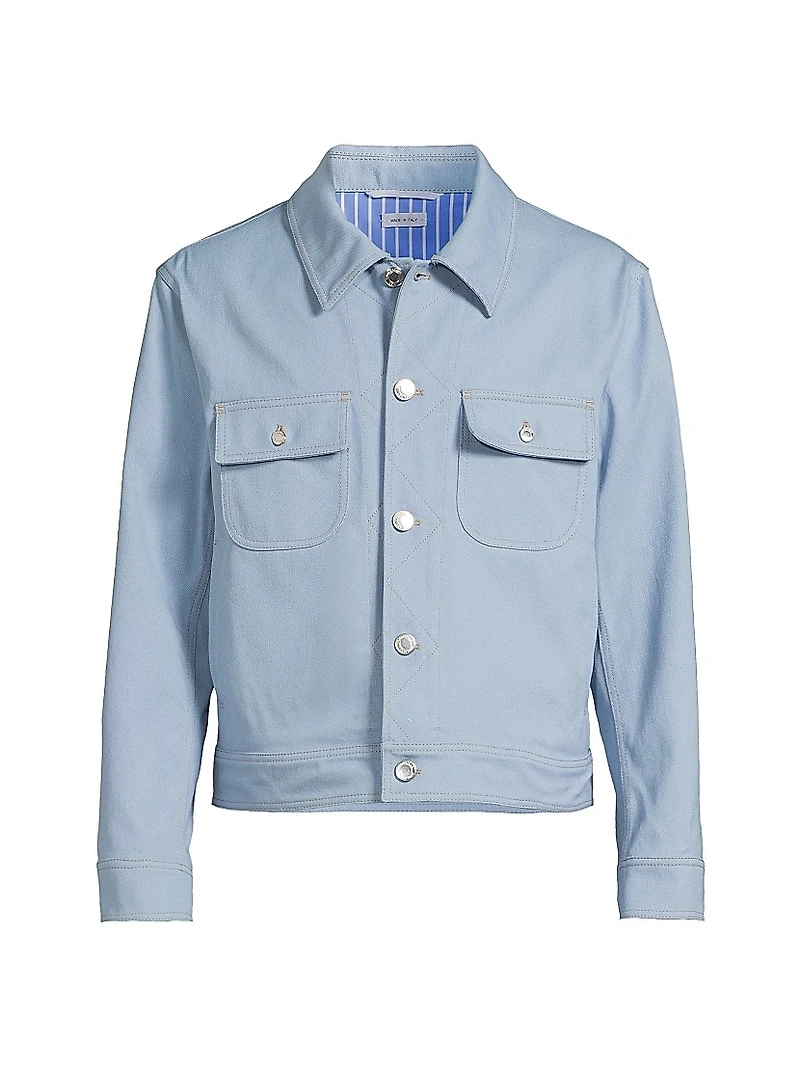 Contrast-Stitched Denim Utility Jacket