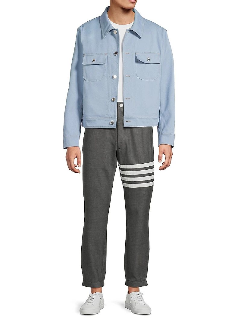 Contrast-Stitched Denim Utility Jacket