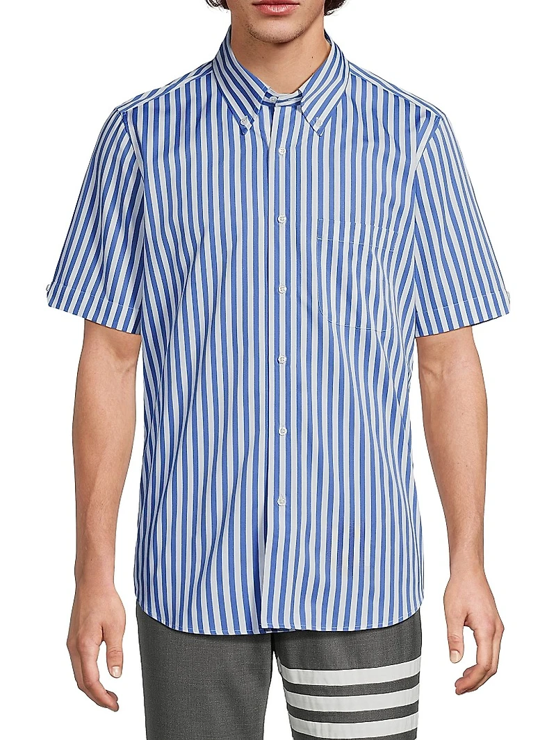 Awning Striped Poplin Button-Front Shirt