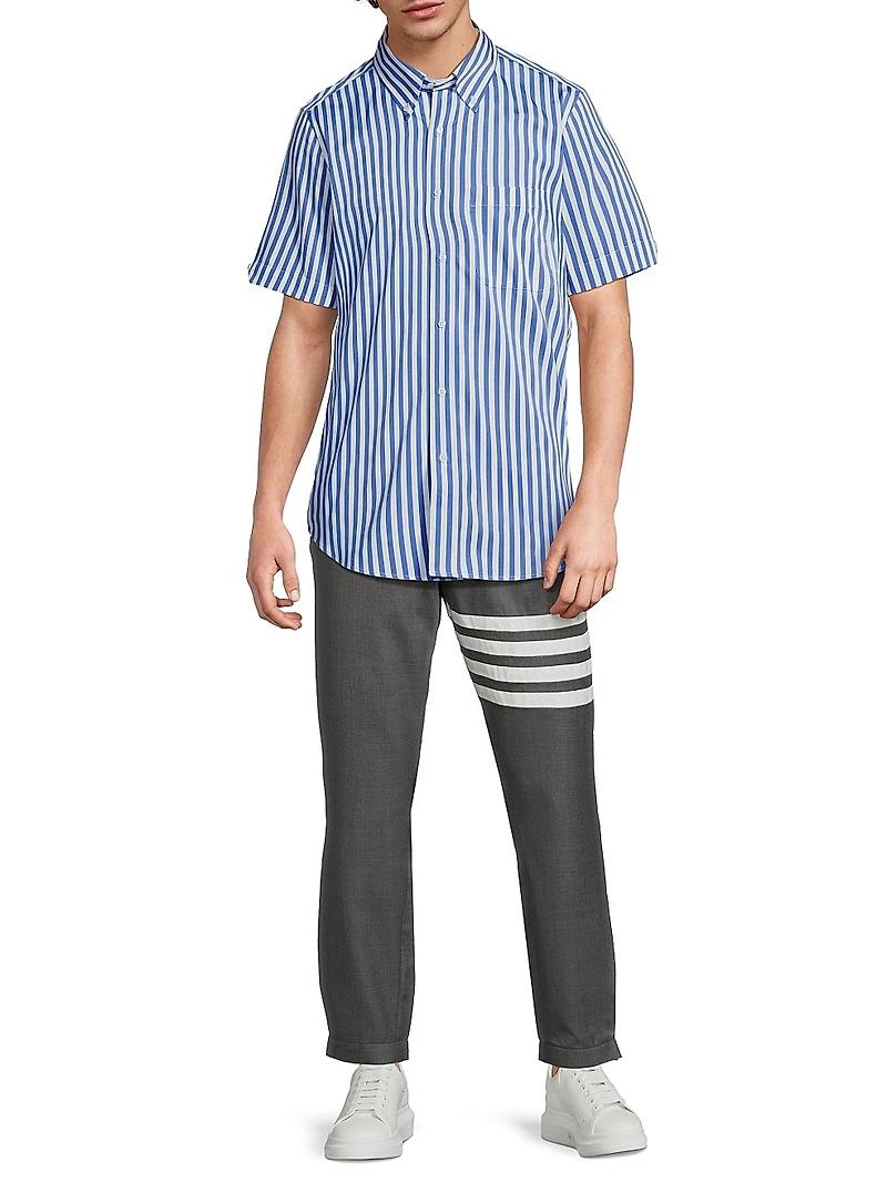 Awning Striped Poplin Button-Front Shirt