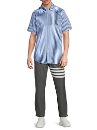 Awning Striped Poplin Button-Front Shirt