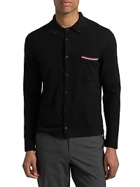 Jersey Stitch Wool Button-Up Cardigan
