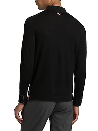 Jersey Stitch Wool Button-Up Cardigan