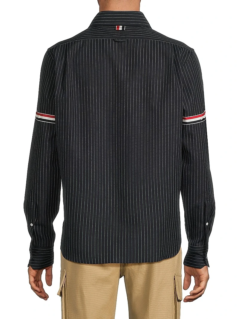 Pinstriped Wool Suiting Shirt