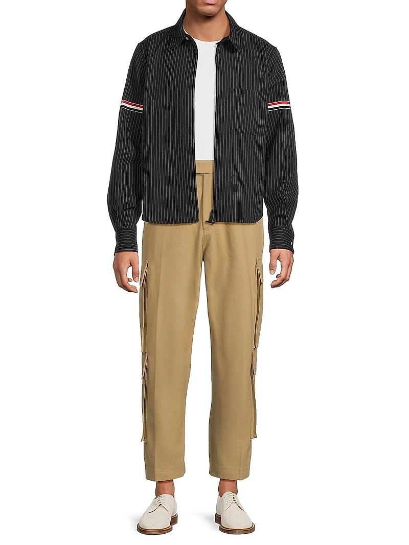 Pinstriped Wool Suiting Shirt