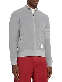 4-Bar Stripe Cotton Full-Zip Funnel Neck Sweater