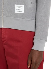 4-Bar Stripe Cotton Full-Zip Funnel Neck Sweater