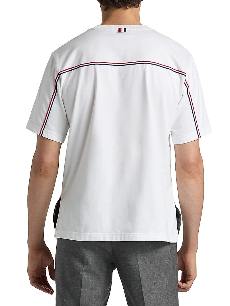 RWB Trim Oversized Cotton Crewneck T-Shirt