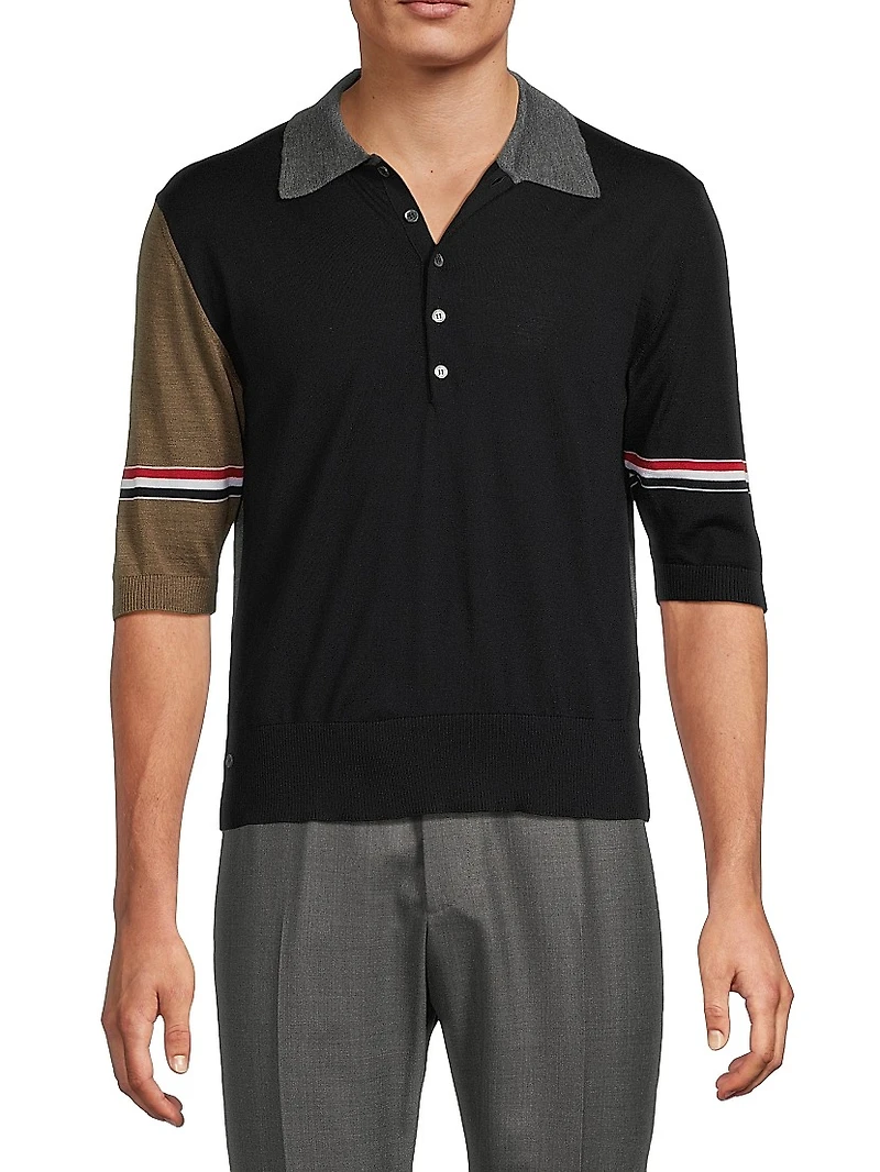 Fun Mix 4-Bar Wool Jersey Polo Shirt