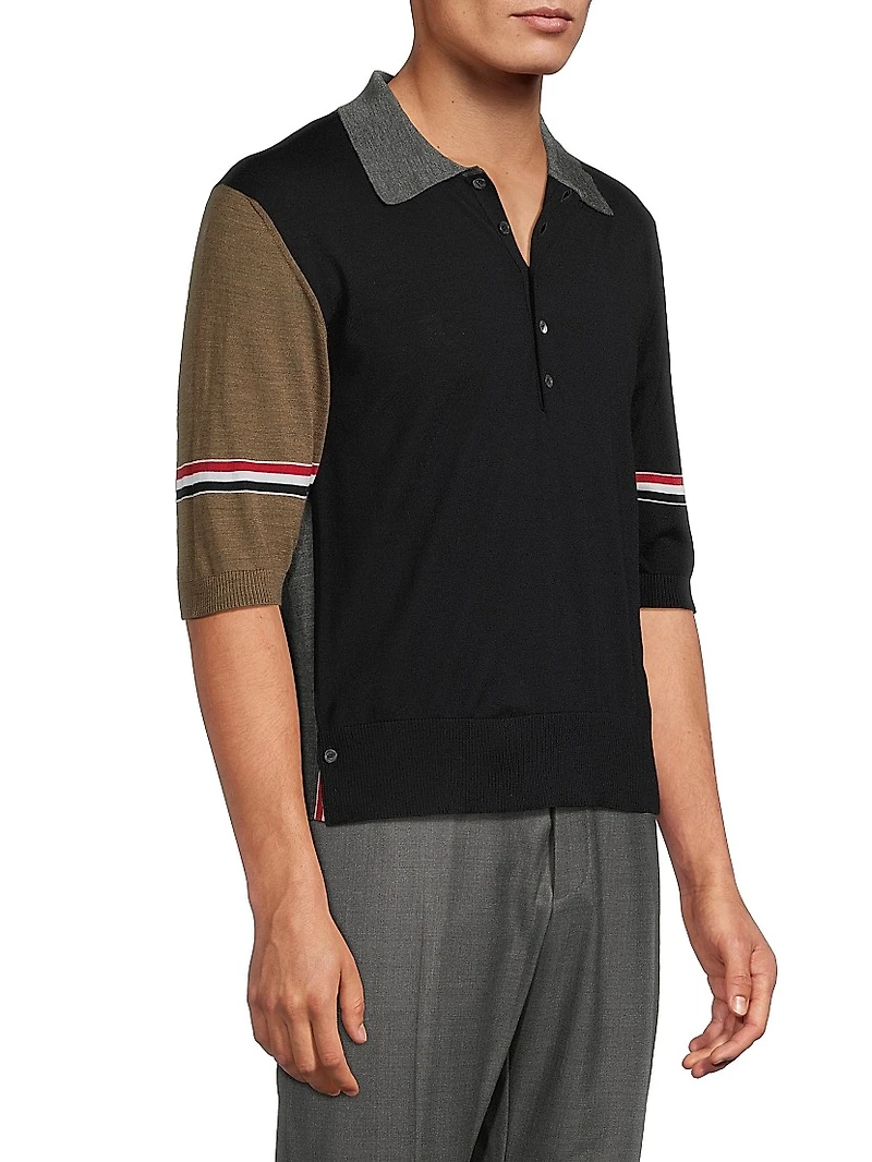 Fun Mix 4-Bar Wool Jersey Polo Shirt