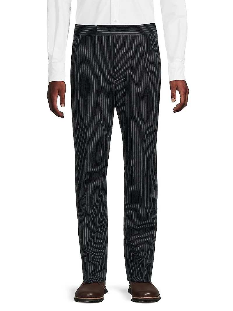 Fit-1 Backstrap Pinstriped Wool Trousers