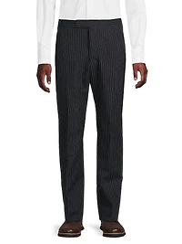 Fit-1 Backstrap Pinstriped Wool Trousers