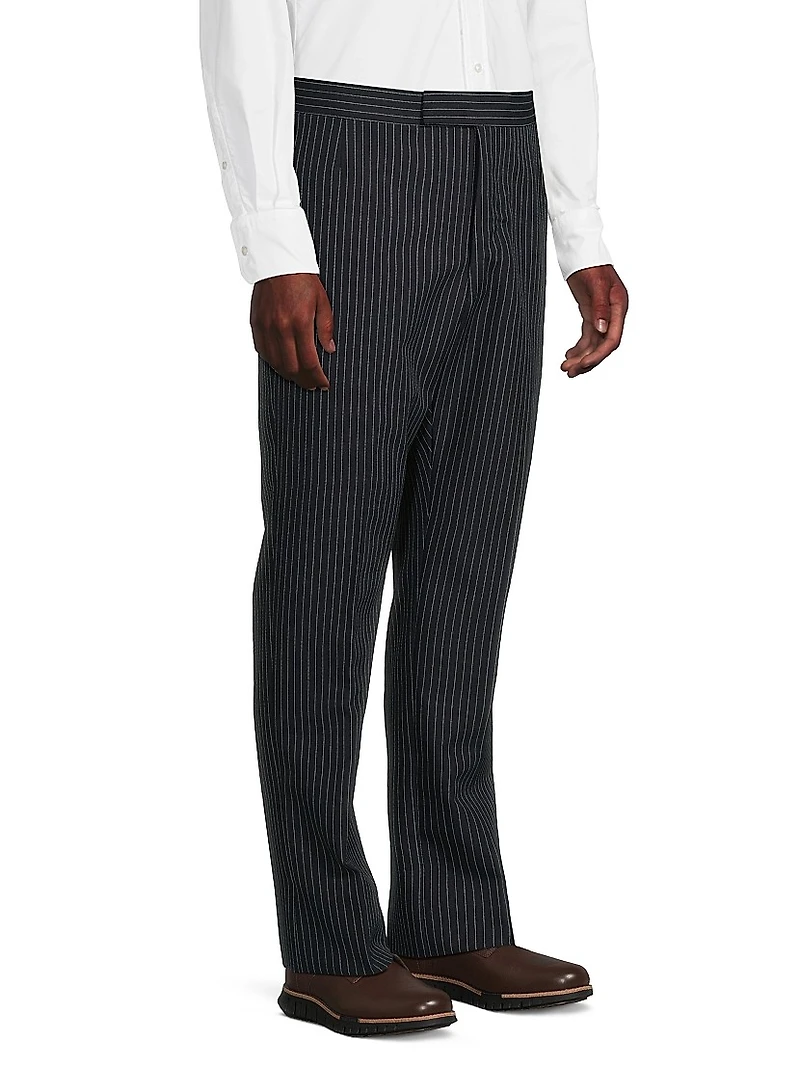 Fit-1 Backstrap Pinstriped Wool Trousers