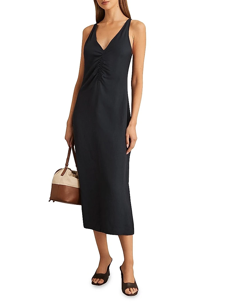 Pari V-Neck Midi Shift Dress