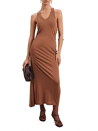 Ruched Jersey Midi-Dress