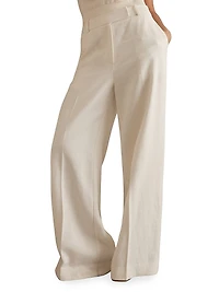 Devon Linen-Blend Wide-Leg Trousers