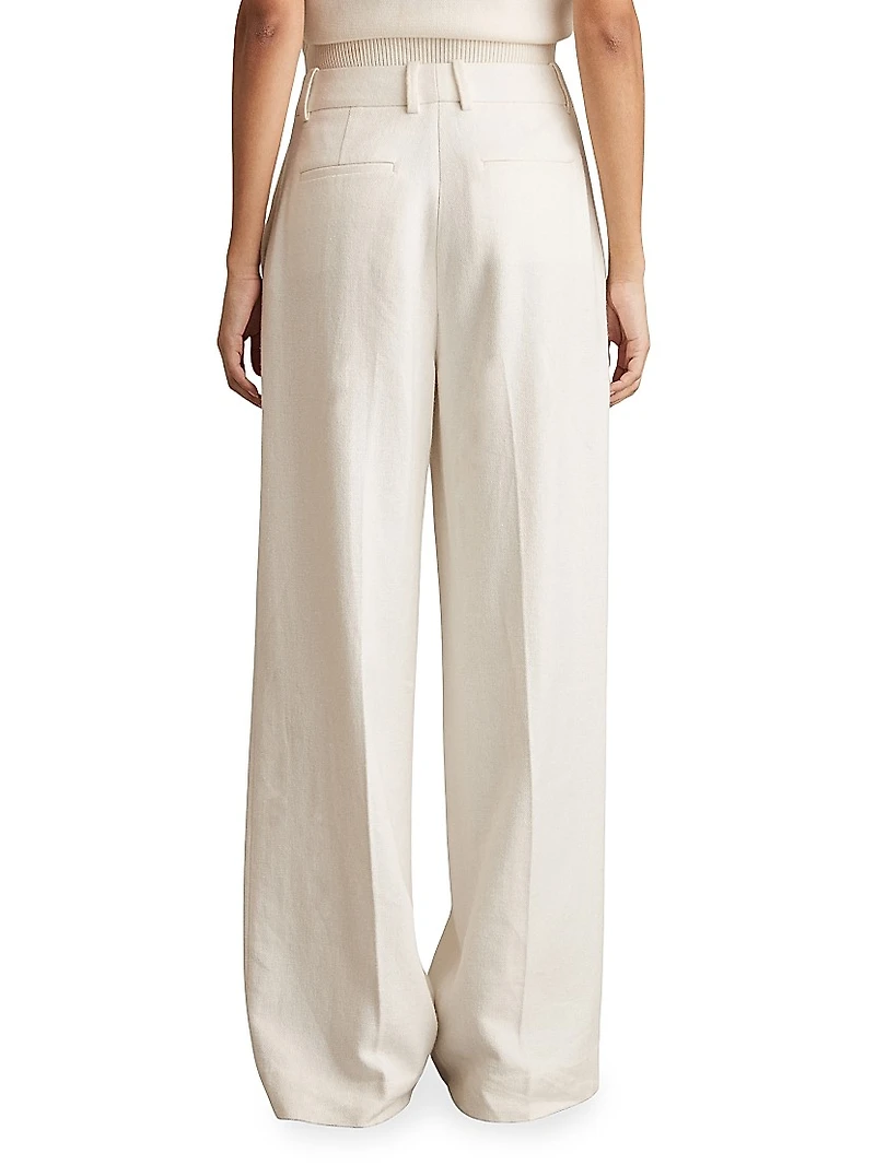 Devon Linen-Blend Wide-Leg Trousers