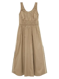 Anouk Ruched Cotton Midi-Dress