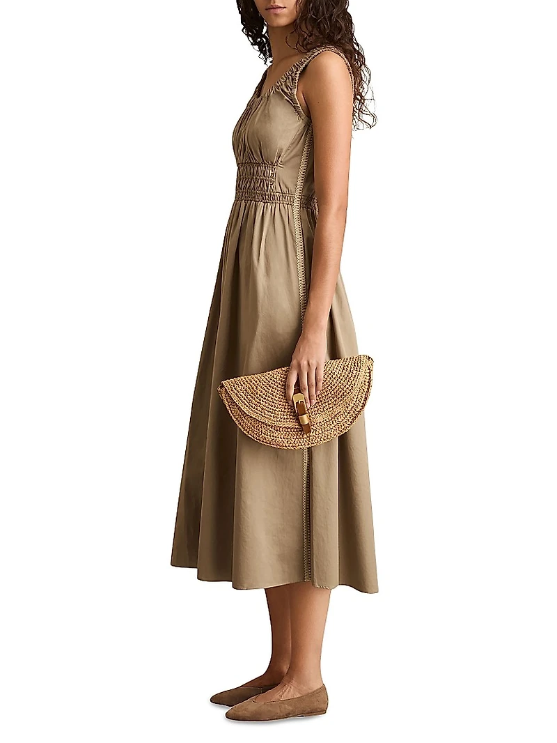 Anouk Ruched Cotton Midi-Dress