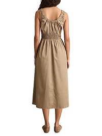 Anouk Ruched Cotton Midi-Dress