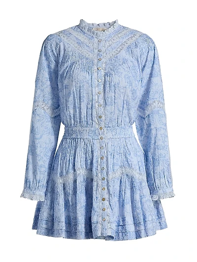 LoveShackFancy x Visit Savannah Calia Floral Lace-Trimmed Minidress