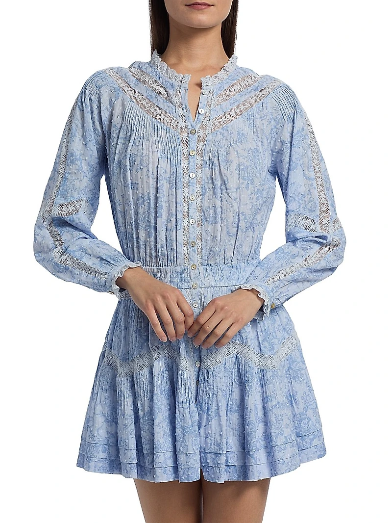 LoveShackFancy x Visit Savannah Calia Floral Lace-Trimmed Minidress