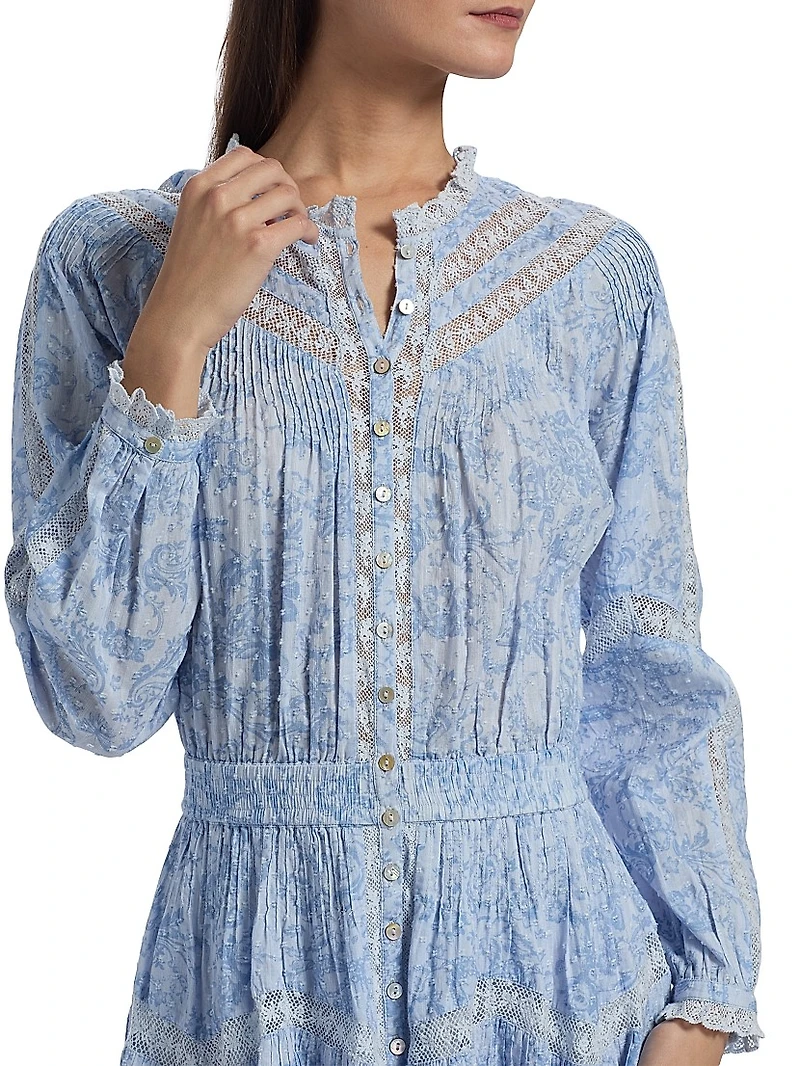 LoveShackFancy x Visit Savannah Calia Floral Lace-Trimmed Minidress