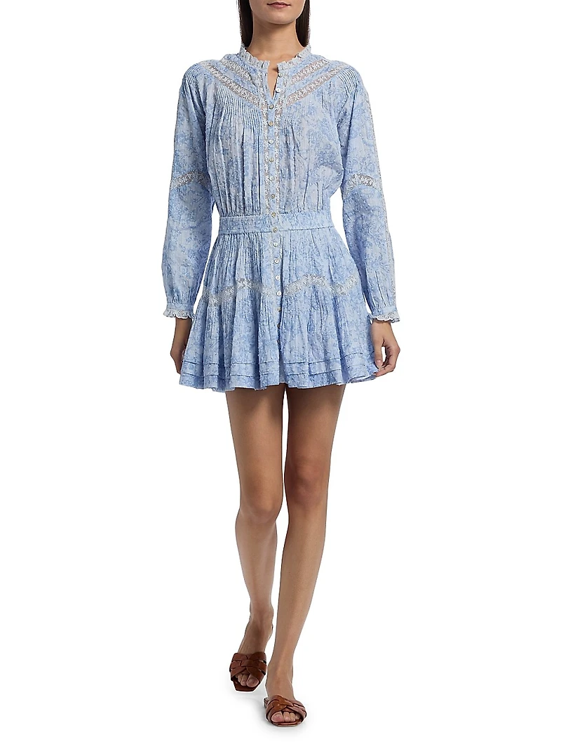 LoveShackFancy x Visit Savannah Calia Floral Lace-Trimmed Minidress