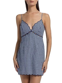 LoveShackFancy x Visit Savannah Sydow Linen Gingham Cutout Minidress