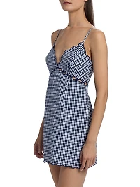 LoveShackFancy x Visit Savannah Sydow Linen Gingham Cutout Minidress