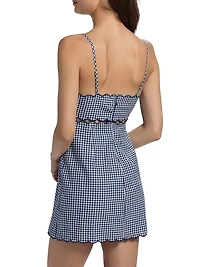 LoveShackFancy x Visit Savannah Sydow Linen Gingham Cutout Minidress