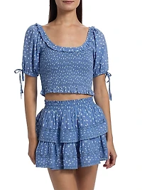 LoveShackFancy x Visit Savannah Molly Smocked Cropped Top