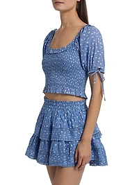 LoveShackFancy x Visit Savannah Molly Smocked Cropped Top