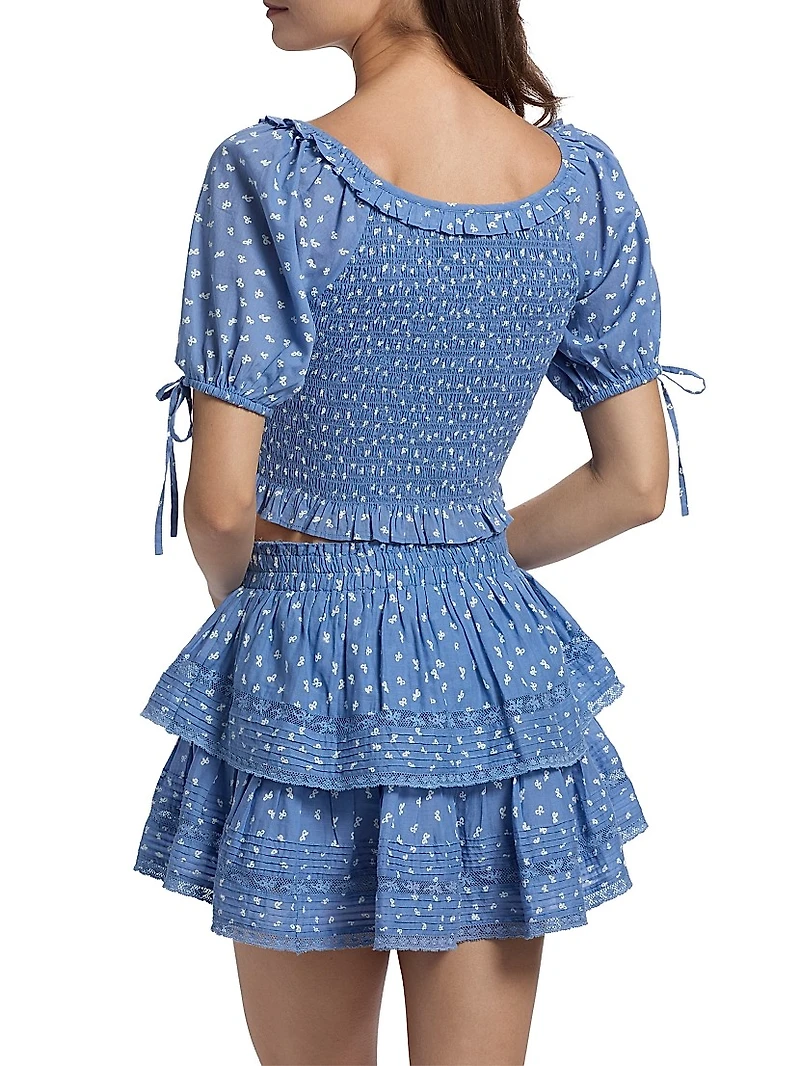 LoveShackFancy x Visit Savannah Molly Smocked Cropped Top