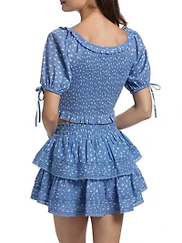 LoveShackFancy x Visit Savannah Molly Smocked Cropped Top